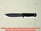 Fallkniven Knives 61 Black CeraCoat 8H Coated A1 Survival Fixed Blade Knife with Black Checkered