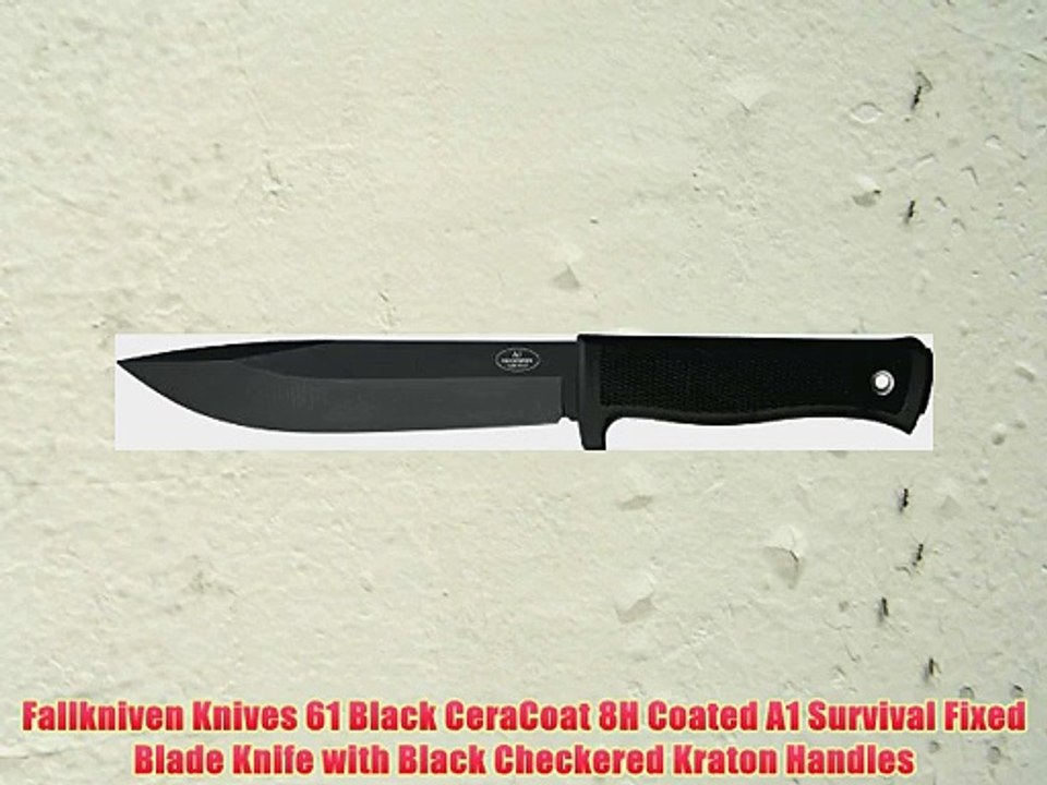 Fallkniven Knives 61 Black CeraCoat 8H Coated A1 Survival Fixed Blade Knife with Black Checkered