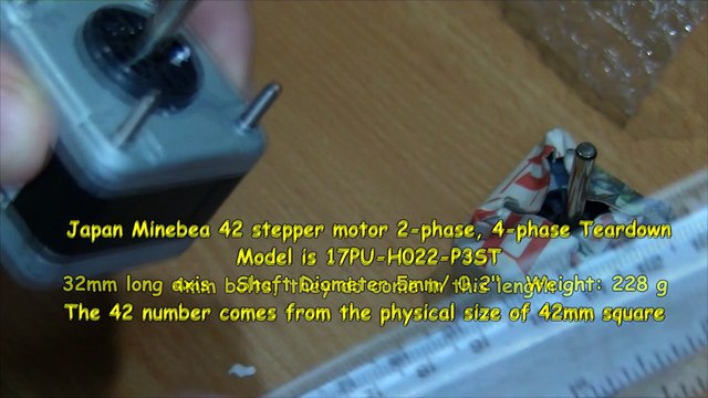Japan Minebea 42 stepper motor 17PU-H022-P3ST teardown