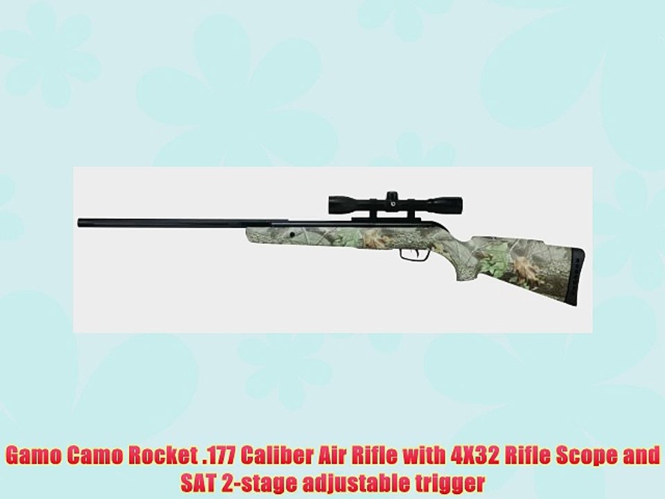 Gamo Camo Rocket .177 Caliber Air Rifle with 4X32 Rifle Scope and SAT 2-stage adjustable trigger