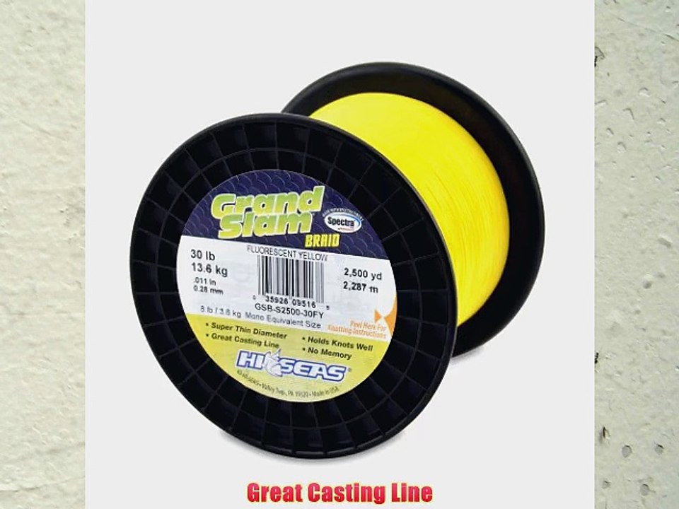 Hi-Seas Grand Slam Braid Line 80 Pound Test Fluorescent Yellow 2500-Yard