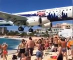 Airplane Passing Over People's Heads At Maho Beach, Caribbean