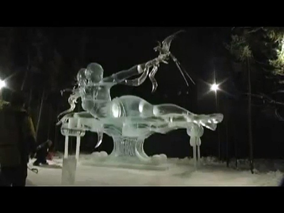 Accident de sculpture de glace.