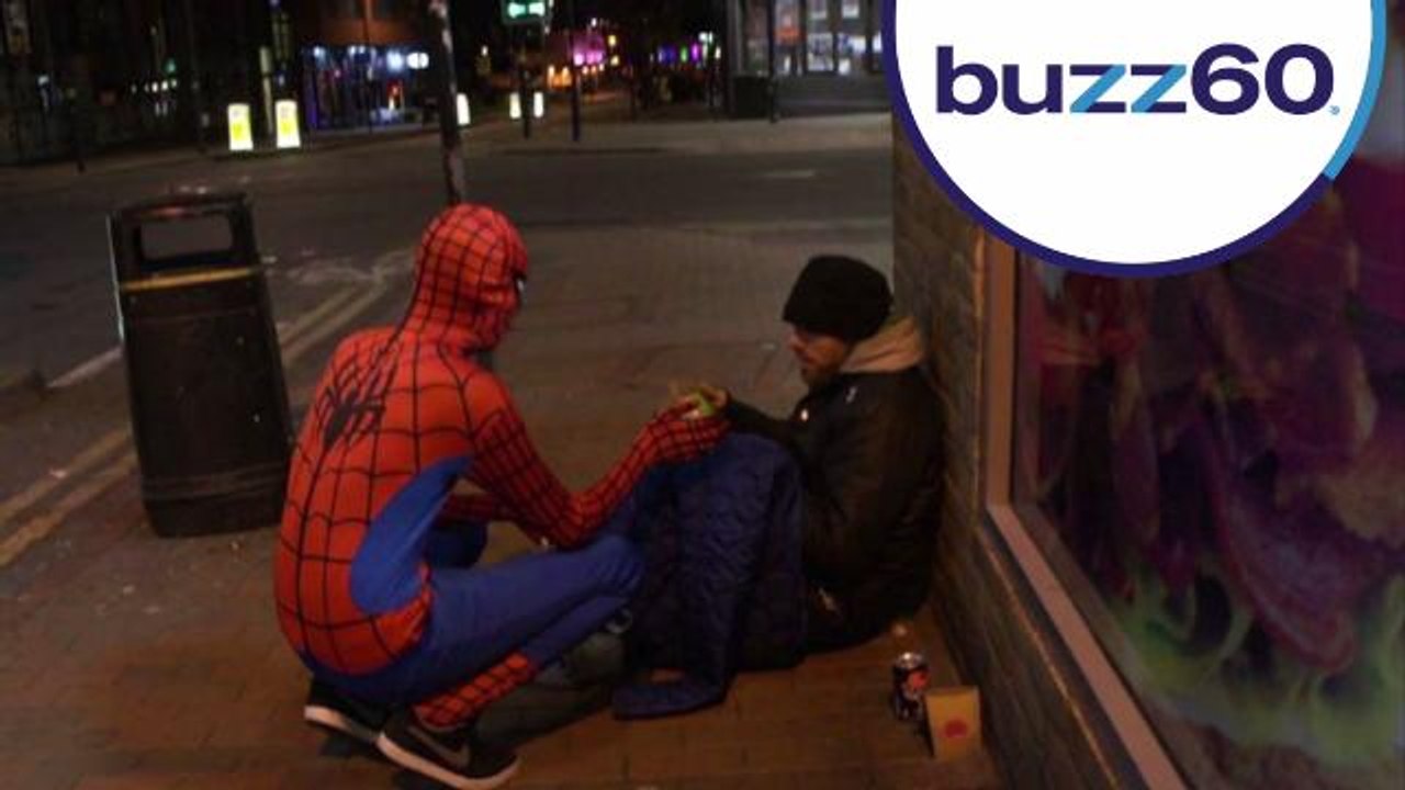 Man Dressing as Spiderman and Feeding the Homeless