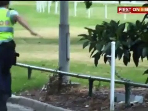 Des policiers Anglais courent après une chèvre