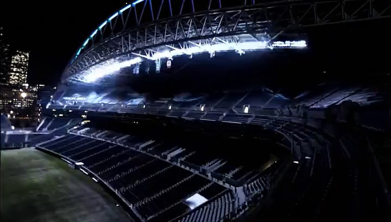 Un stade magnifique s'éclaire dans la nuit