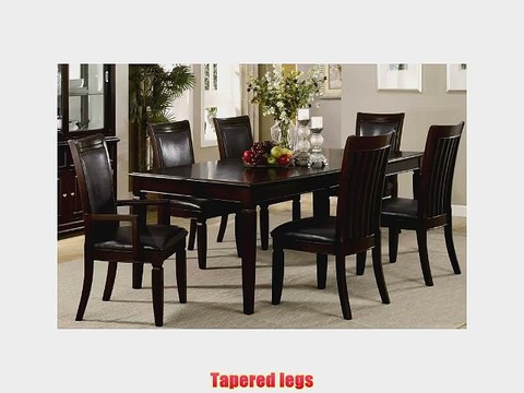 7pc Formal Dining Table and Chairs Set in Warm Walnut Finish