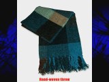 Jovi Home Scotch Chenille Hand Woven Throw 50-Inch-by-60-Inch Teal (Teal/Brown/Bone)