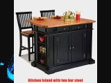Home Styles 5003-948 Kitchen Island with Stool Black and Distressed Oak Finish