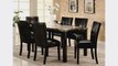 7pc Dining Table and Black Parson Chairs Set in Deep Cappuccino Finish