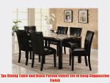 7pc Dining Table and Black Parson Chairs Set in Deep Cappuccino Finish