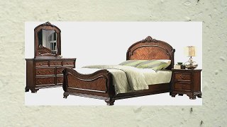 Roundhill Furniture 5-Piece Huat Crowning Rustic Wood Bedroom Set with Bed Dresser Mirror 2