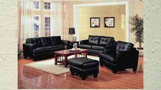 3 PCs Black Classic Leather Sofa Loveseat and Chair Set