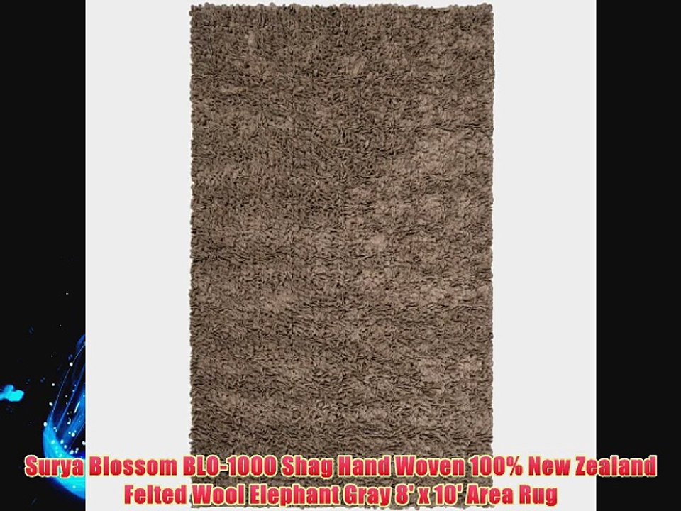 Surya Blossom BLO-1000 Shag Hand Woven 100% New Zealand Felted Wool Elephant Gray 8' x 10'