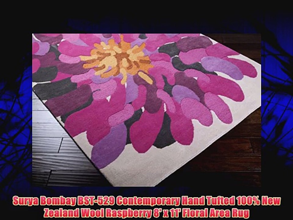 Surya Bombay BST-529 Contemporary Hand Tufted 100% New Zealand Wool Raspberry 8' x 11' Floral