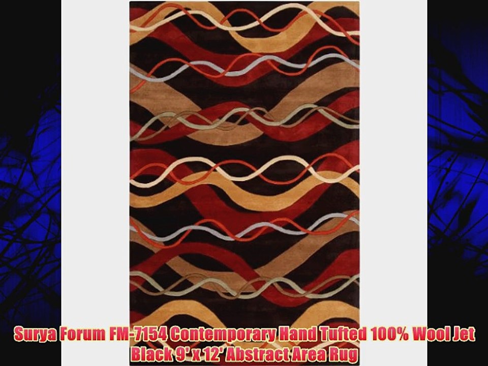 Surya Forum FM-7154 Contemporary Hand Tufted 100% Wool Jet Black 9' x 12' Abstract Area Rug