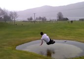 Excited Golfer Makes a Splash After Hitting a Birdie