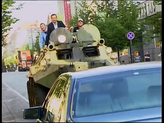 Vilnius Mayor A.Zuokas Fights Illegally Parked Cars with Tank