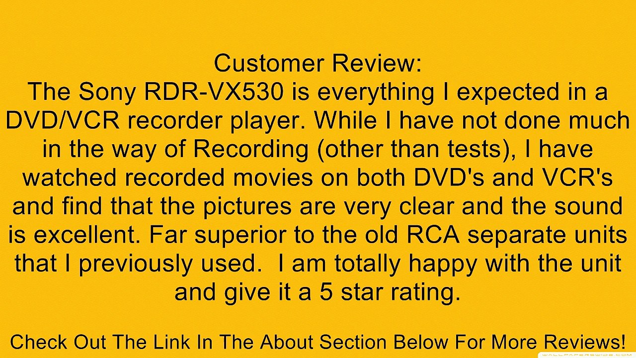 Sony RDR-VX530 DVD Recorder & VHS Combo Player Review