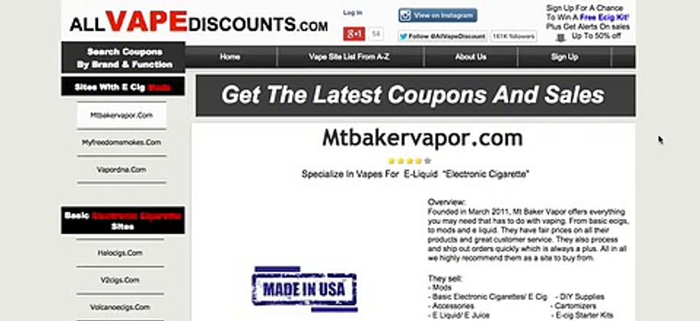 Weekly Updated Mt Baker Vapor Coupon Code