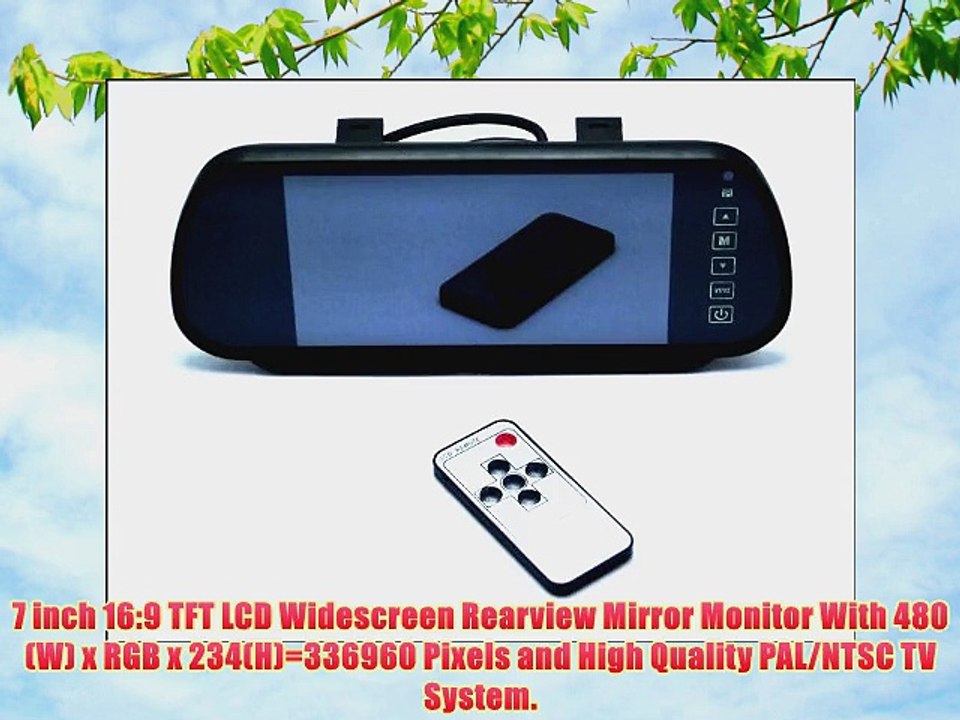 AFUNTA 7-Inch 16:9 TFT Color LCD Widescreen Car Rear View Monitor with Touch Button 480 * 234