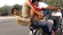 Owsome bike wheeling OMG! with 4 persons without driver - One Wheeling in Pakistan 3 - HDEntertainment