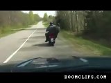 Scooter riders fall after horn