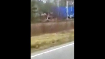 Train and truck collision in North Carolina caught on camera