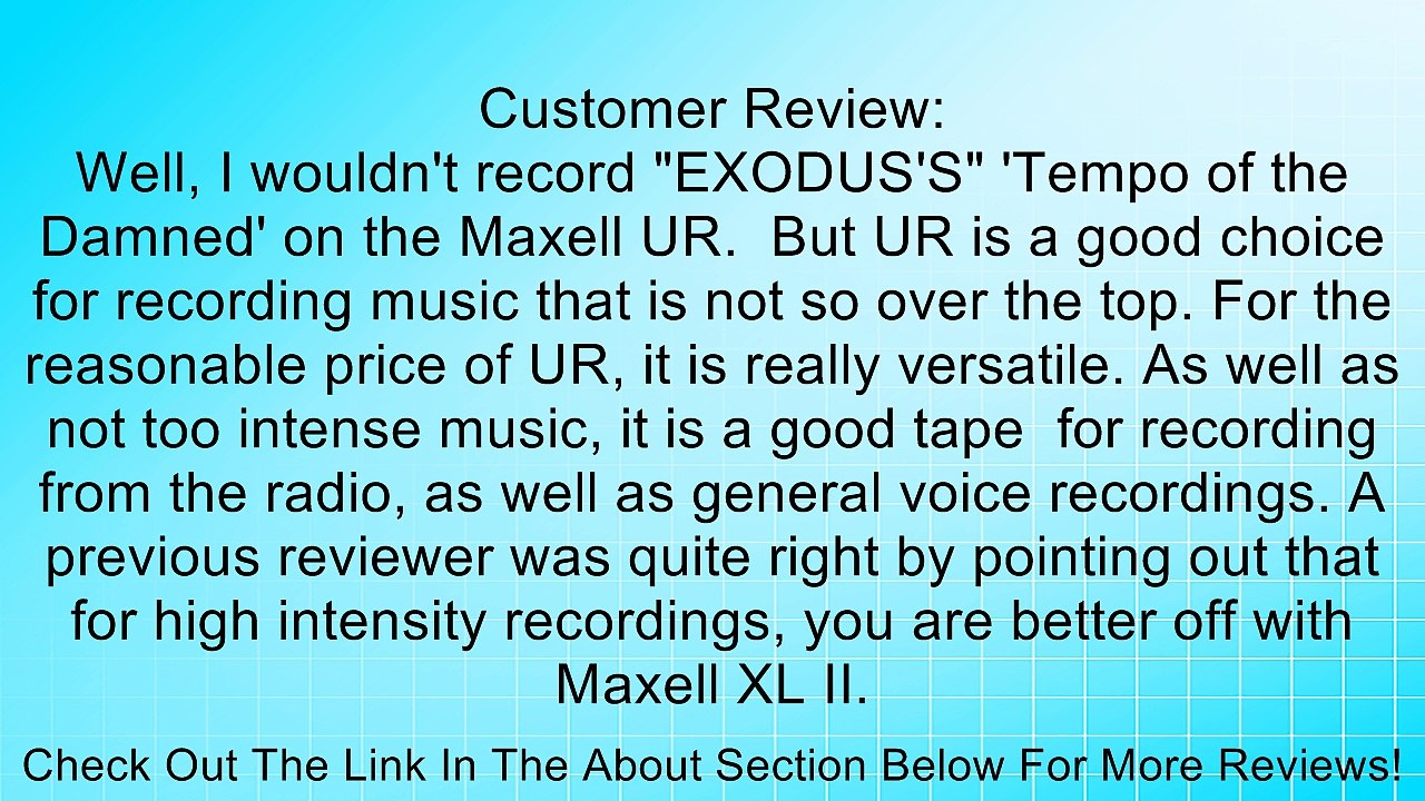 MAXELL NORMAL BIAS UR-90 (15-Pack) Standard Size Cassettes (Discontinued by Manufacturer) Review