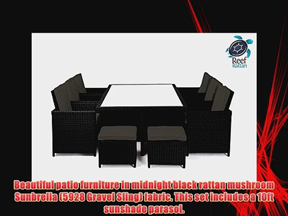 Reef Rattan Bahama 6 Cube Dining Set - Black Rattan / Mushroom Cushions