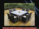Ohana Outdoor Patio Wicker Furniture Square 9pc All Weather Dining Set with Free Patio Cover
