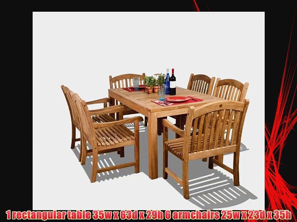 Amazonia Teak Oslo 7-Piece Teak Dining Rectangular Set