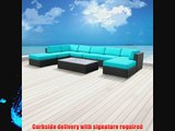 Luxxella Patio Mallina Outdoor Wicker Furniture 9-Piece All Weather Couch Sofa Set Turquoise