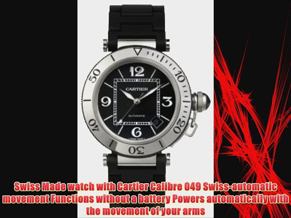 Cartier Men's W31077U2 Pasha Seatimer Automatic Stainless Steel and Rubber Watch