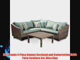 RST Brands 4-Piece Cannes Sectional and Conversation Table Patio Furniture Set Bliss Blue