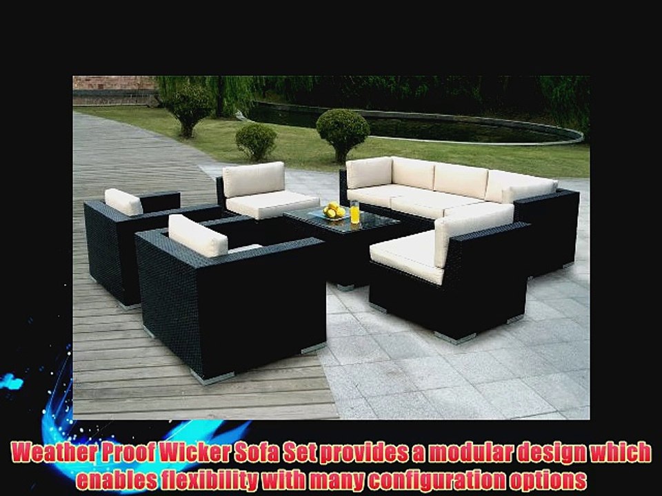 Ohana Outdoor Patio Wicker Furniture 8pcs All Weather Couch sofa Set