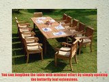 Giva 13 Pc Luxurious Grade-A Teak Dining Set - 117 Double Extension Rectangle Table 12 Arm