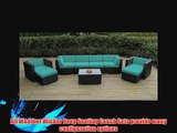 Genuine Ohana (Sunbrella Blue) Outdoor Patio Sofa Sectional Wicker Furniture 9pc Couch Set