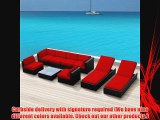 Luxxella Outdoor Patio Wicker BELLA 9 Pc Red Sofa Sectional Furniture All Weather Wicker Couch