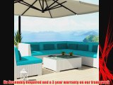 Uduka Outdoor Sectional Patio Furniture White Wicker Sofa Set Luxor Turquoise All Weather Couch