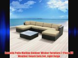 Luxxella Patio Mallina Outdoor Wicker Furniture 7-Piece All Weather Couch Sofa Set Light Beige