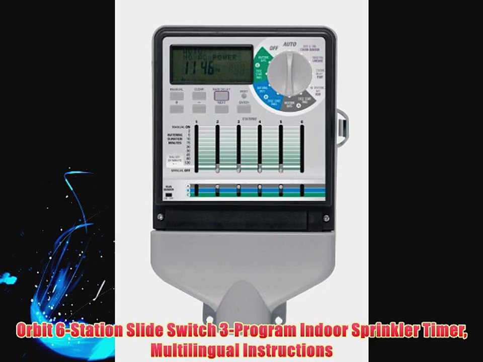 Orbit 6-Station Slide Switch 3-Program Indoor Sprinkler Timer Multilingual Instructions