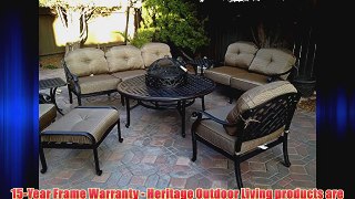Heritage Outdoor Living Nassau Cast Aluminum 8pc Outdoor Patio Club Chair Set with 52 Round