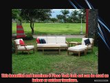 New Luxurious 6 Piece Teak Sofa Set - Sofa 2 Lounge Chairs Ottoman Rectangle Coffee Table And