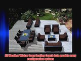 Ohana Collection PNC2005ABRN 20-Piece Outdoor Sectional Sofa Dining and Chaise Lounge Wicker