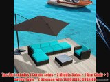 Luxxella Patio Outdoor Wicker Furniture 7-Piece Sofa Gazebo Set Turquoise