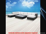 Luxxella Patio Mallina Outdoor Wicker Furniture 9-Piece All Weather Couch Sofa Set Off-White