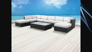 Luxxella Patio Mallina Outdoor Wicker Furniture 9-Piece All Weather Couch Sofa Set Off-White
