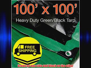 100' x 100' Heavy Duty Green/Black Reversible 10 Mil Poly Tarp