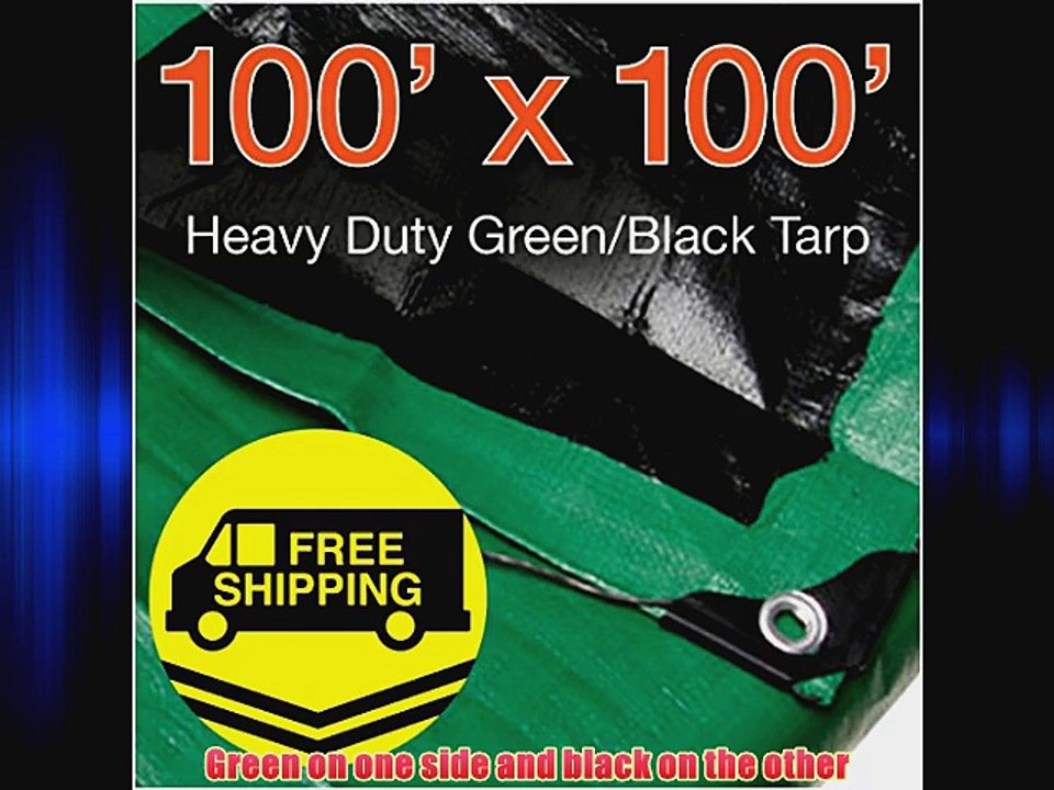 100' x 100' Heavy Duty Green/Black Reversible 10 Mil Poly Tarp